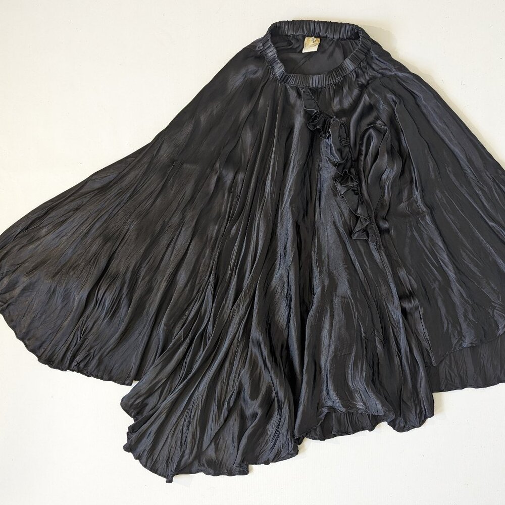 comme des garcons used vintage black asymmetry gather skirt long maxi wrinkle